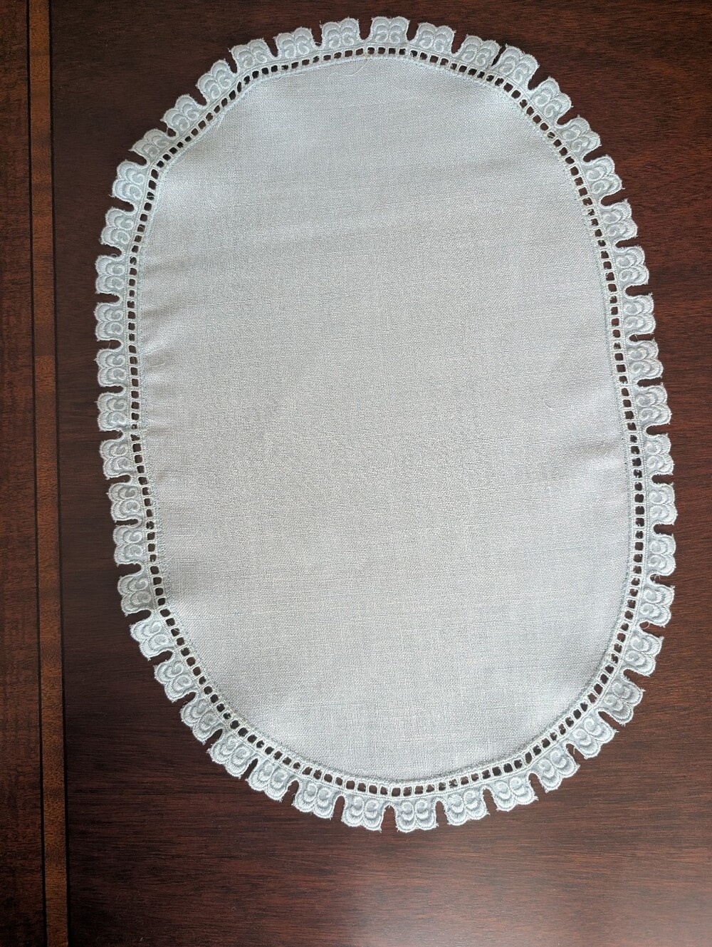 Matouk Light Blue Oval Lace-Edge Placemat
